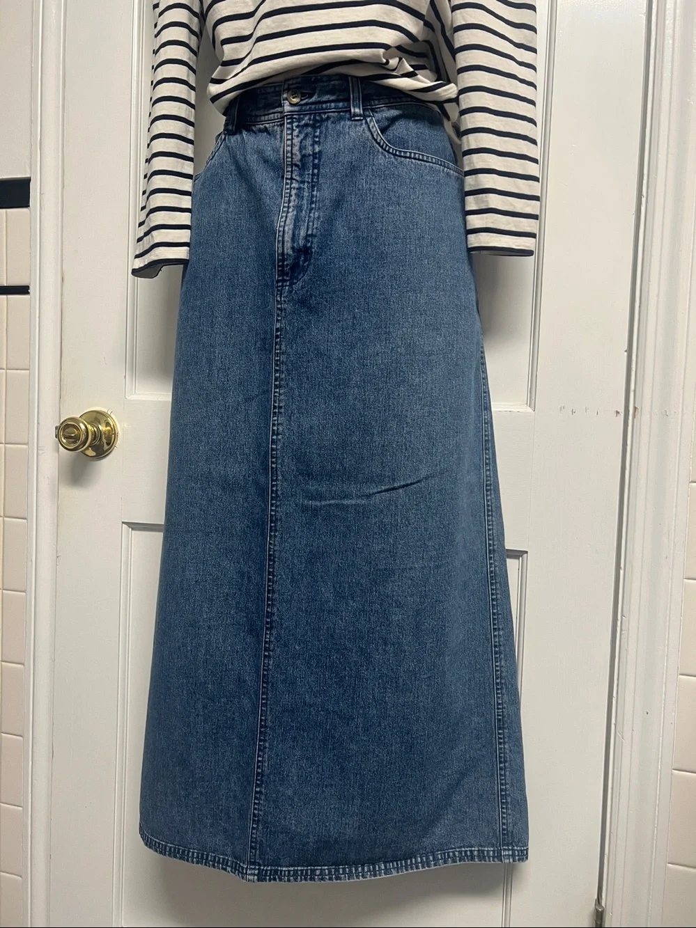 L.L. Bean Blue Denim Maxi Skirt